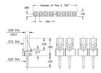 Mill-Max 380 & 480 Low Profile Solder Cup Headers
